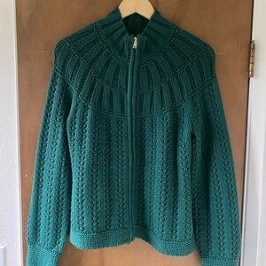 Talbots emerald green Mixed Stitch Cardigan Jacket